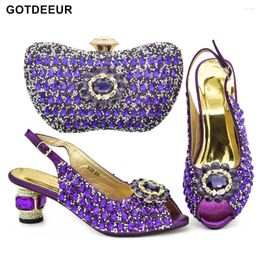 Dress Shoes Latest Luxury Designer Nigerian Party And Bag Set Decorated With Rhinestone African Pumps Wedding Bride