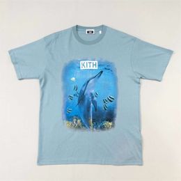 Brand piccolo e alla moda Kith sciolto T-shirt casual oversize con stampa a collo rotondo estivo per uomini e donne, coppia maniche corte 748