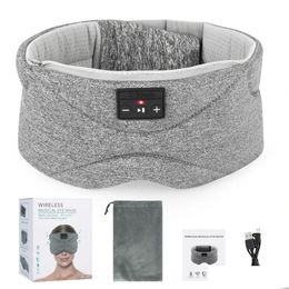 Headphones & Earphones Headphone/Headset Bt5.0 Slee Sleep Eye Mask Headsets Soft With Speakers Sport Wireless Music Earphone Women Me Dhe38