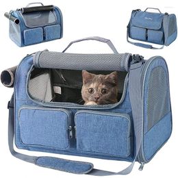 Cat Carriers Portable Pet Carrier Breathable Crossbody Bag Durable Mesh Top Window Small Dog Carrying Travel Transport Backpa