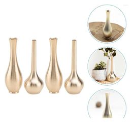 Vases 4Pcs Miniature Copper Vase Flower Bud Table Floral For Home Decor Living Room Centrepieces Drop Delivery Garden Dhbif