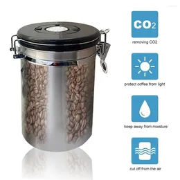 Storage Bottles Coffee Jar Stainless Steel Container Canister Airtight Kitchen For Grounds