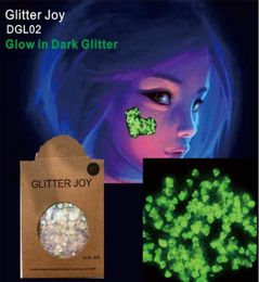 DGL02 Heart Shape Glow in Dark Luminous Face and Body Cosmetic Glitter Sequins Party Make Up Body Carnival Decor5414460