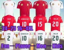 Camisetas Hungary soccer jersey 2024 Euro Cup Hungarian National Team Home Red Away White SZOBOSZLAI football shirts GAZDAG ROLAND