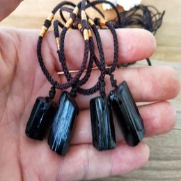 Pendant Necklaces Natural Crystal Black Tourmaline Stone Necklace Healing For Raw Gemstone Jewelry Decor Gift Men Wom