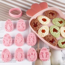 Baking Moulds 9Pcs Biscuit Mold Plastic Egg Cookie Cutter Stamp Embosser Party Fondant Cake Decoration Tools