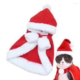 Dog Apparel Pet Christmas Cloak Dogs Cats Cosplay Hooded Poncho With Pompoms Cat Dress Up Accessories For Theme Party Travel