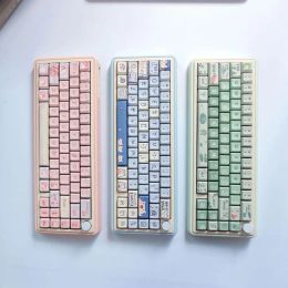 Accessories Computer Keyboard Accessories Suitable For LMK67 Keyboard Kit Keycaps 66keys Cute Blue Cat Pink Rabbit Little Frog MDA Keyc W8B6