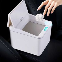 Waste Bins 4/6L Desktop Smart Trash Can for Kitchen Mini Small Square Car Storage Bucket Electric Touch Dustbin Motion Sensor Garbage Bins L46