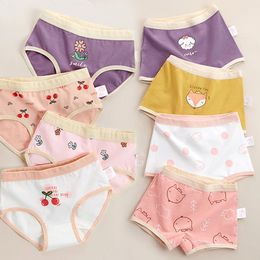 Girls Panties Kids Cotton Underwear Childrens Briefs Cherry Cartoon Short 4Pcs/lot 240329