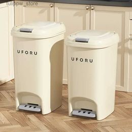 Waste Bins Large Capacity Light Luxury Paper Basket Box Kitchen Trash Can with Lid Pedal Style Bathroom Office Living Room Kitchen Waste L46