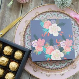 Gift Wrap 13.1 3.5cm Dark Blue Flower Theme 10 Set Chocolate Paper Box Valentine Christmas Birthday Party Gifts Packing Storage Boxes