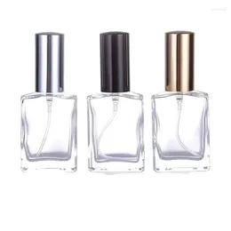 Storage Bottles Perfume Bottle Clear Flat Square Glass Vials 15ml 25Pcs Silver Gold Black Spray Pump Packaging Cosmetic Container