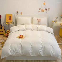 Bedding Sets White Cute Quilt Cover Pillowcase Solid Bed Flat Sheets Luxury Duvet Twin Full Single King Bedclothes