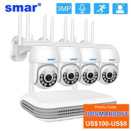 System Smar 3MP Wireless Camera CCTV System 8CH NVR P2P Video Surveillance Kit H.265 HD Intelligent Playback Tow Way Audio ICsee APP