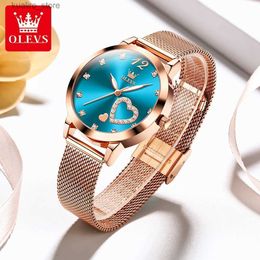 Women's Watches OLEVS 5189 Ultra Thin Quartz Women Luxury Original Mesh Steel Strap Fashion Heart Shape Dial Ladies Wrist 2023 New In L240402