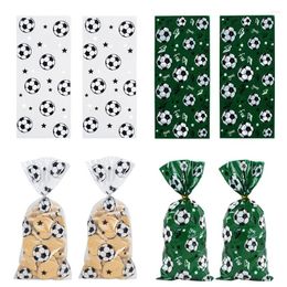 Gift Wrap 50Pcs Football Theme Bag Soccer Plastic Candy Cookie Kids Boy Birthday Party Favor Decoration Packaging Pouch