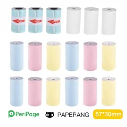 Paper 6 Rolls Color Paper Selfadhesive for Mini Thermal Printer PeriPage Photo Printer Paper White Color Sticker Blank Label Paper