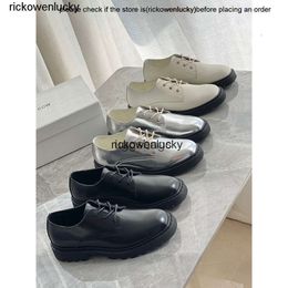 the row shoes 2023 New niche The * row British Derby shoes Fashion casual small leather shoes Lace up single shoes high quality