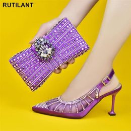 Dress Shoes Arrival Africa Shoe And Bags Set Decorated With Rhinedstone Italian Matching High Heels Women Party Pumps