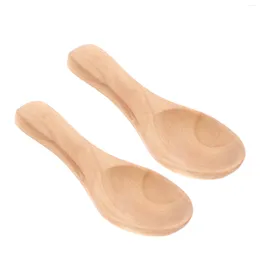 Dinnerware Sets 2 Pcs Milk Powder Spoon Mini Wood Spoons Short Handle Japenese Candy Tablespoon Bamboo Teaware Accessories Scoop Child