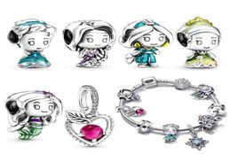 Fits P Bracelets 20pcs Charms Beads Silver Charms Princess Mermaid Pendant Bead For Women Diy European Necklace Jewelry1493320