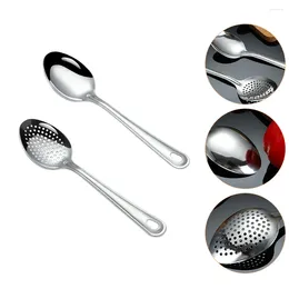 Spoons 2 Pcs Stainless Steel Serving Spoon Slotted Utensils Scoops Household Reusable Kitchen Accessory Daily Dinnerware