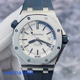 Celebrity AP Wrist Watch Royal Oak Offshore Series 15710ST White dial 1/4 Blue Precision Steel Mens Transparent Automatic Mechanical Watch 42mm