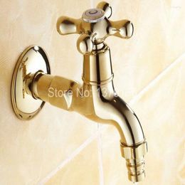 Bathroom Sink Faucets Gold Colour Brass Extra Long Laundry Wall Mounted Mop Water Tap Garden Washing Machine Copper Faucet Aav121