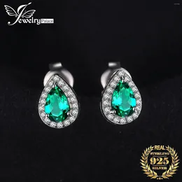 Stud Earrings JewelryPalace Pear Green Simulated Nano Emerald 925 Sterling Silver For Women Gemstones Statement Jewellery