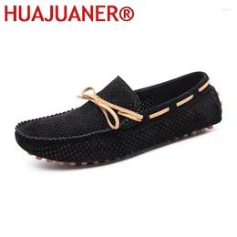 Casual Shoes Summer Men's Loafers Suede Leather Sandals Soft Flat Slip-on Hollow Out Breathable Tassel Driving Footwear Male