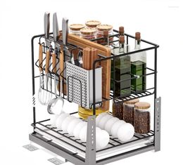 Kitchen Storage Seasoning Basket Cabinet Built-in Drawer Type 304 Stainless Steel Rack Floor