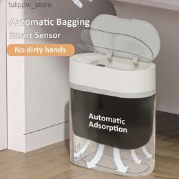 Waste Bins 9L Automatic Adsorption Smart Bathroom Trash Bin Toilet Waterproof Narrow Garbage Dustbin Kitchen Automatic Sensor Trash Can L46