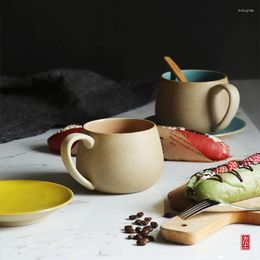 Mugs Handmade Personality Coffee Mug Simple High Quality Ceramic Cup With Tray And Handgrip Pottery Japan Style Brand Cups