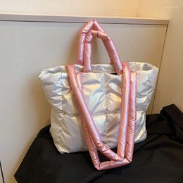 Evening Bags Fashion Down Cotton Shoulder Bag Autumn Winter Lightweight Tote Personalised Glossy Underarm Luxury Women Handbag