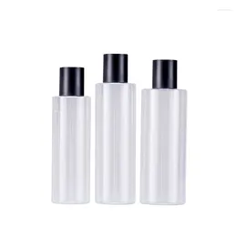 Storage Bottles 100ml 120ml 150ml 200ml 250ml Transparent Empty Plastic Bottle Black Screw Lid PET Toner Cosmetic Refillable