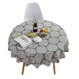 Table Cloth European Polyester Cotton Round Tablecloth Grey Retro Flower Cover Towel Cafe