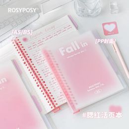 Notebooks Binder Notebook A5 B5 Loose Leaf Transparent Cover Gradient Colour Memo Note Diary Office School Korean Stationery