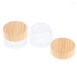 Storage Bottles Frosted Glass Cream Jars 2Pcs 100ml 3.4oz Empty Refillable Cosmetic With Lids Face Make Up Travel Sample Jar