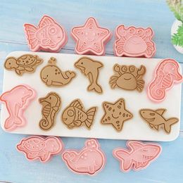 Baking Moulds 8Pcs/Set Marine Life Cookie Mold Crab Starfish Dolphin Pattern 3D Cutter Sugarcraft Fondant Home DIY Tools