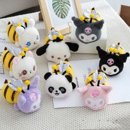 Cute and Cute Kuromi Small Pendant Plush Toy Transforms into Little Bee Panda Bag Pendant Keychain