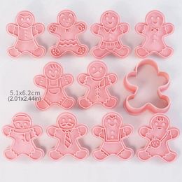 Baking Moulds 10Pcs/box Gingerbread Christmas Cookie Cutters Set DIY Cake Decoration Navidad Year Party Tools Biscuit Mould Stamps