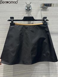 Skirts Baeromad Fashion Designer Summer Black Colour Mini Pencil Skirt Women's Party Sexy Buttock Covering Slim Solid Short