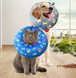 Dog Apparel Colour Inflatable Collar Anti-bite Injury Elizabethan For Dogs Cat Recovery Neck Wound Protective Accessories