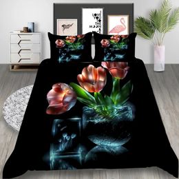 Bedding Sets Tulip Flowers 3D Printed Set Duvet Covers Pillowcases Comforter Bedclothes Bed Linen