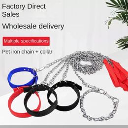 Dog Collars Leash Son Hand Holding Rope Iron Chain Electroplated Metal Outdoor Walking Pet Supplies