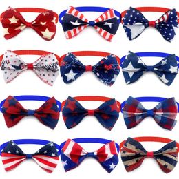 Dog Apparel 30/50pcs 4th Of July American Independence Day Bow Ties Collar Grooming Tie For Small Middle Accessories