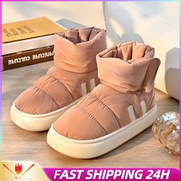 Slippers Winter Waterproof Cotton Women Down Ankle Boots Mujer Indoor Thick Snow Non-Slip Soft Plush Couple Warm Men Shoes