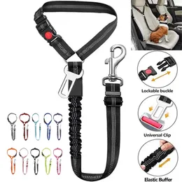 Dog Collars Seat Belt Retractable Pet Car Seatbelts Adjustable For Vehicle Headrest Restraint Duty & Elastic Harness