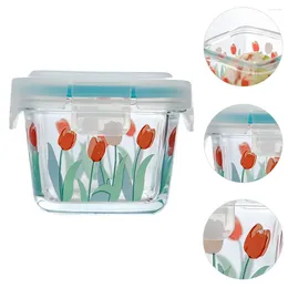 Storage Bottles Glass Meal Prep Container 120ml Jam Jelly Jar Clear Fresh- Keeping Box For Freezer Microwave Oven Tulips
